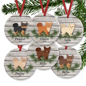 Personalized Long Haired Chihuahua Ornament, Dog Memorial Gift