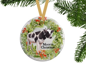 Farmhouse Cow Christmas Ornament