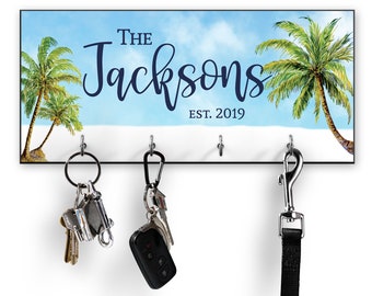 Personalized Key Holder for Wall, Beach House Decor