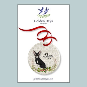 Chihuahua Ornament or Personalized Dog Memorial Gift Black & White