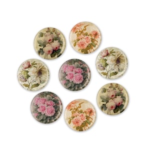 Floral Refrigerator Magnets, Shabby Cottage Decor, Gift for Her