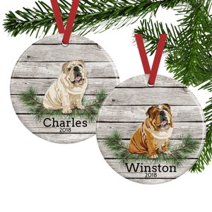 Personalized Bulldog Ornament, Pet Memorial Gift