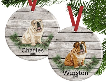 Personalized Bulldog Ornament, Pet Memorial Gift