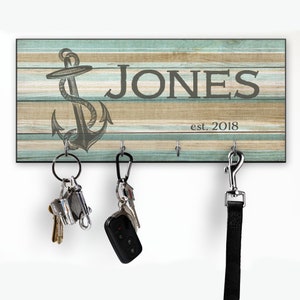 Nautical Key Holder for Wall, Personalized