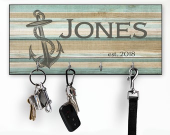 Nautical Key Holder for Wall, Personalized