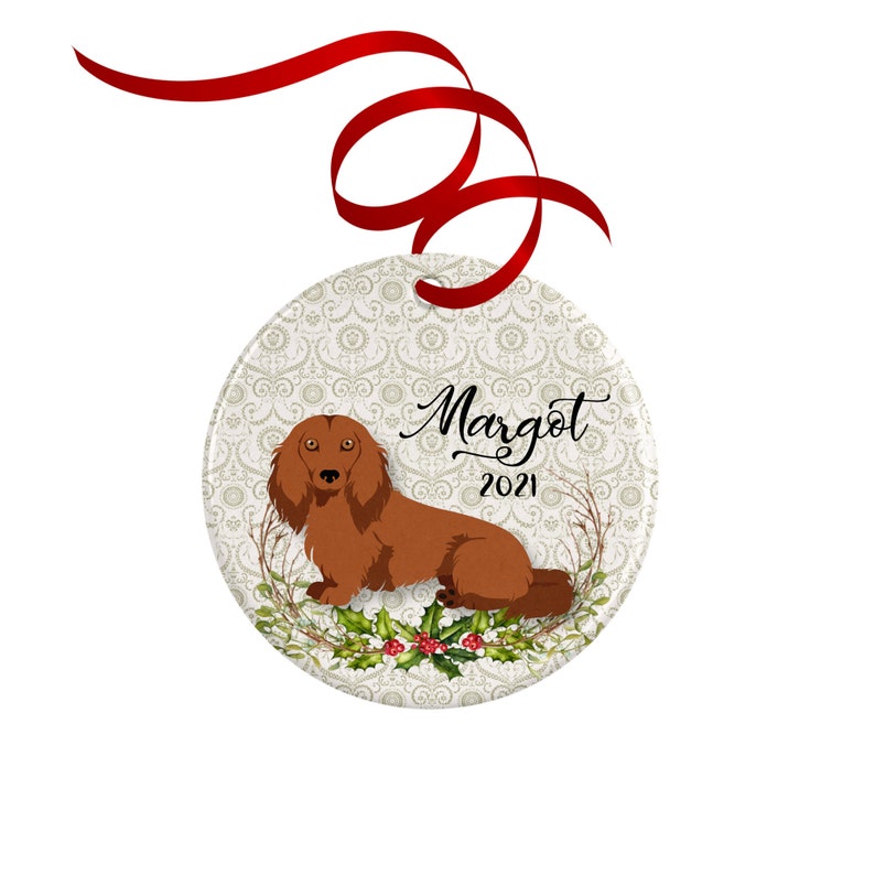 Personalized Long Haired Dachshund Ornament or Dog Memorial Etsy