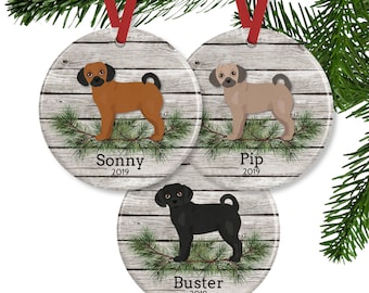 Puggle Ornament, Personalized Dog Memorial Gifts