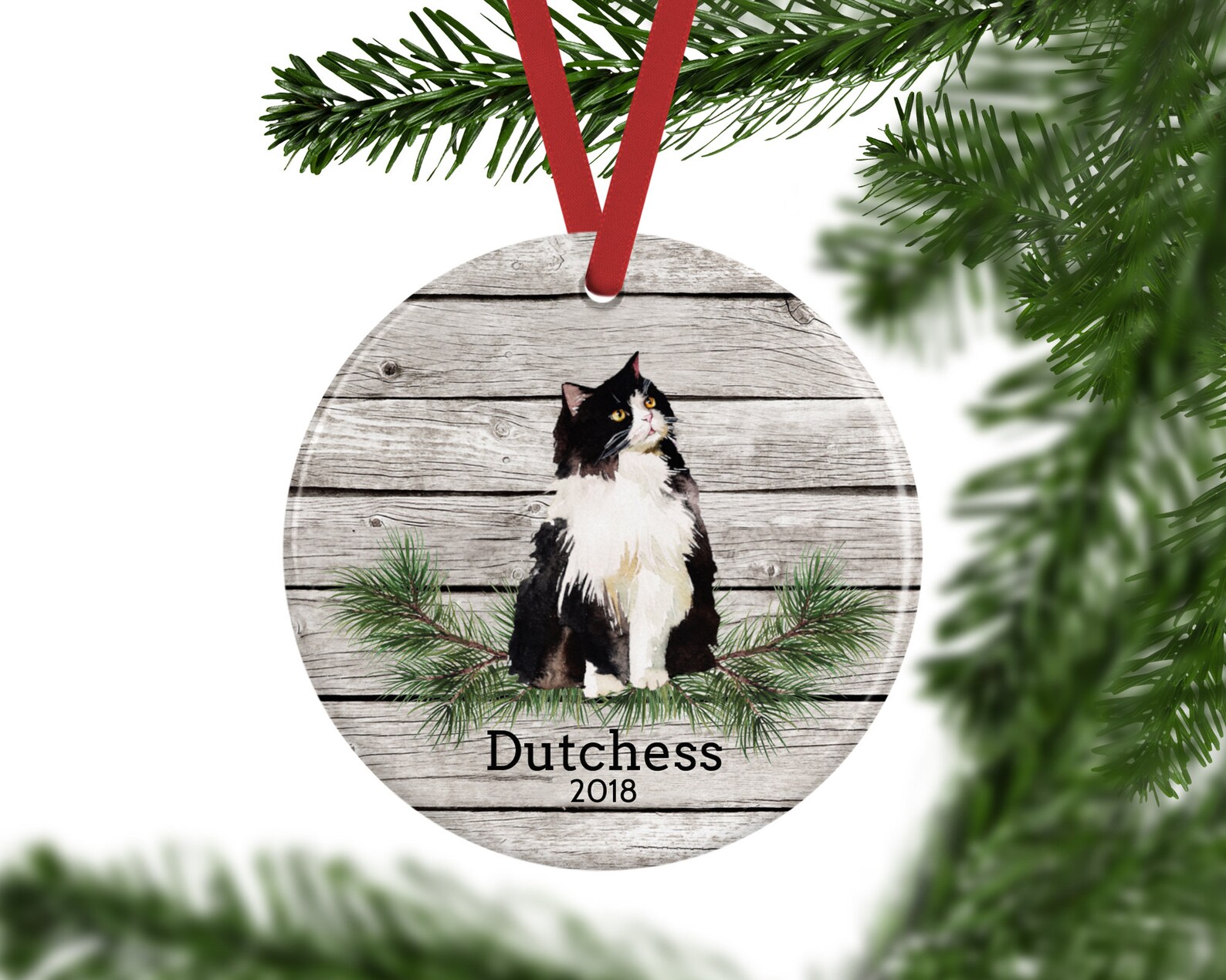 Black and White Cat Ornament Personalized Pet Gifts Etsy