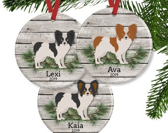 Papillon Dog Ornament, Gifts for Dog Lovers, Personalized Memorial Gift