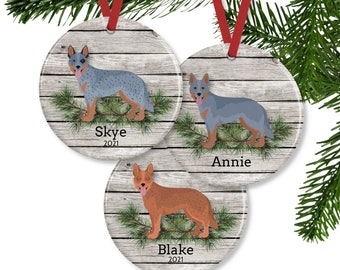 Australian Cattle Dog Ornament, Personalized Dog Memorial Gifts, Blue Heeler, Red Heeler