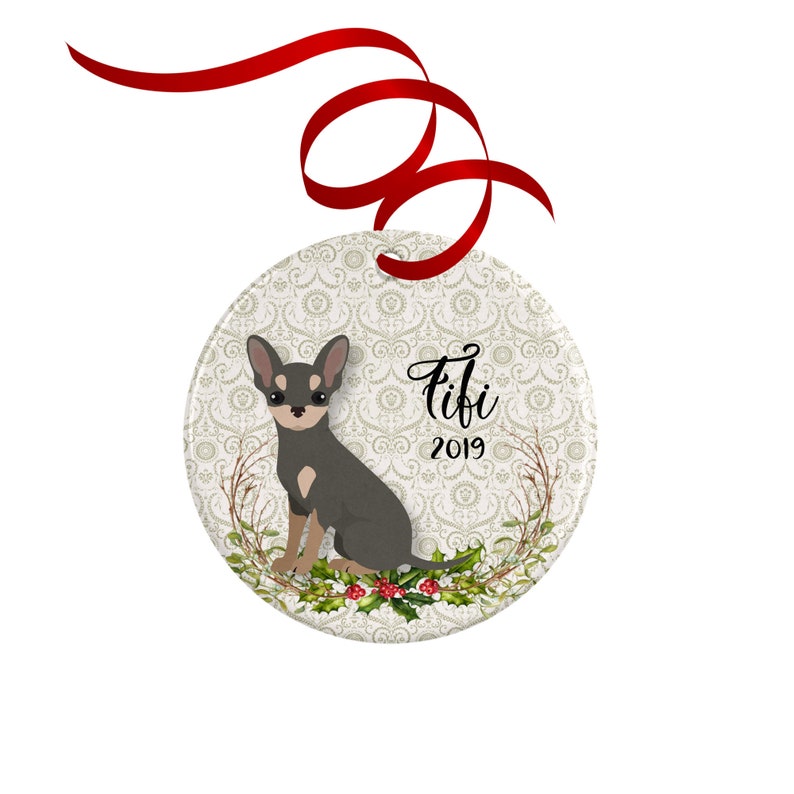 Chihuahua Ornament or Personalized Dog Memorial Gift Blue Tricolor