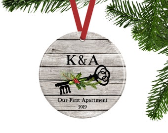 Our First Apartment Ornament - Skeleton Key, Personalized Couples Gift