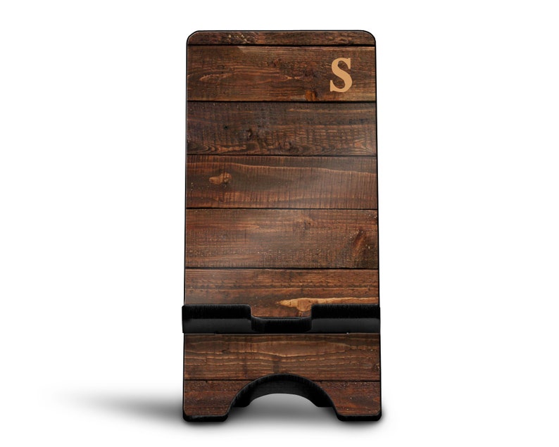 Monogrammed Cell Phone Holder - Rustic Desk Decor 