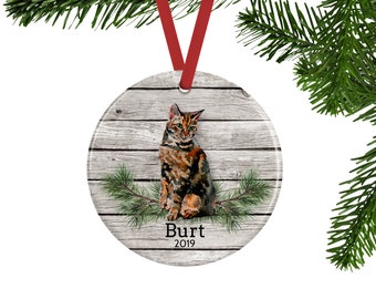 Tortoiseshell Cat Ornament - Personalized Cat Memorial Gift