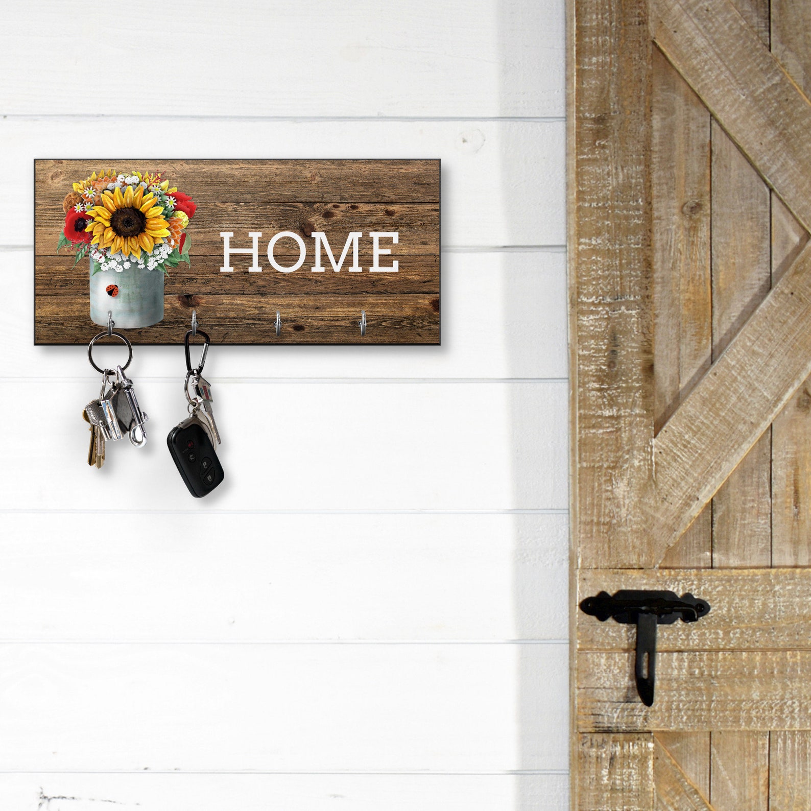 Modern Farmhouse Key Holder for Wall Personalized Rustic Key Etsy