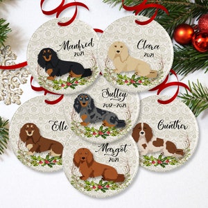 Personalized Long Haired Dachshund Ornament or Dog Memorial Gift