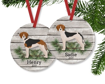 American Foxhound Ornament, Personalized Dog Memorial Gift