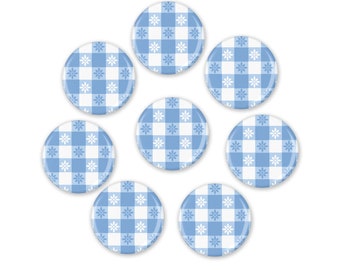 Farmhouse Kitchen Magnets with Blue Gingham, Country Cottage Home Decor, Housewarming Gift