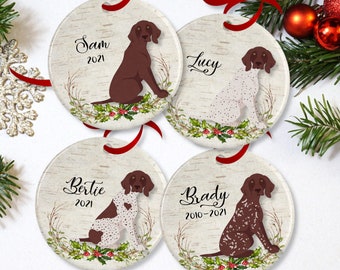 Personalized German Shorthaired Pointer Ornament or GSP Dog Memorial Gift