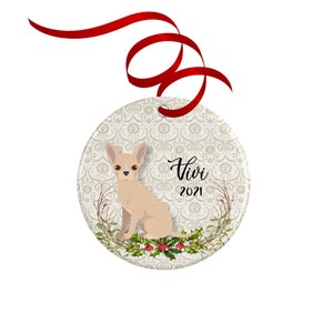 Chihuahua Ornament or Personalized Dog Memorial Gift Cream