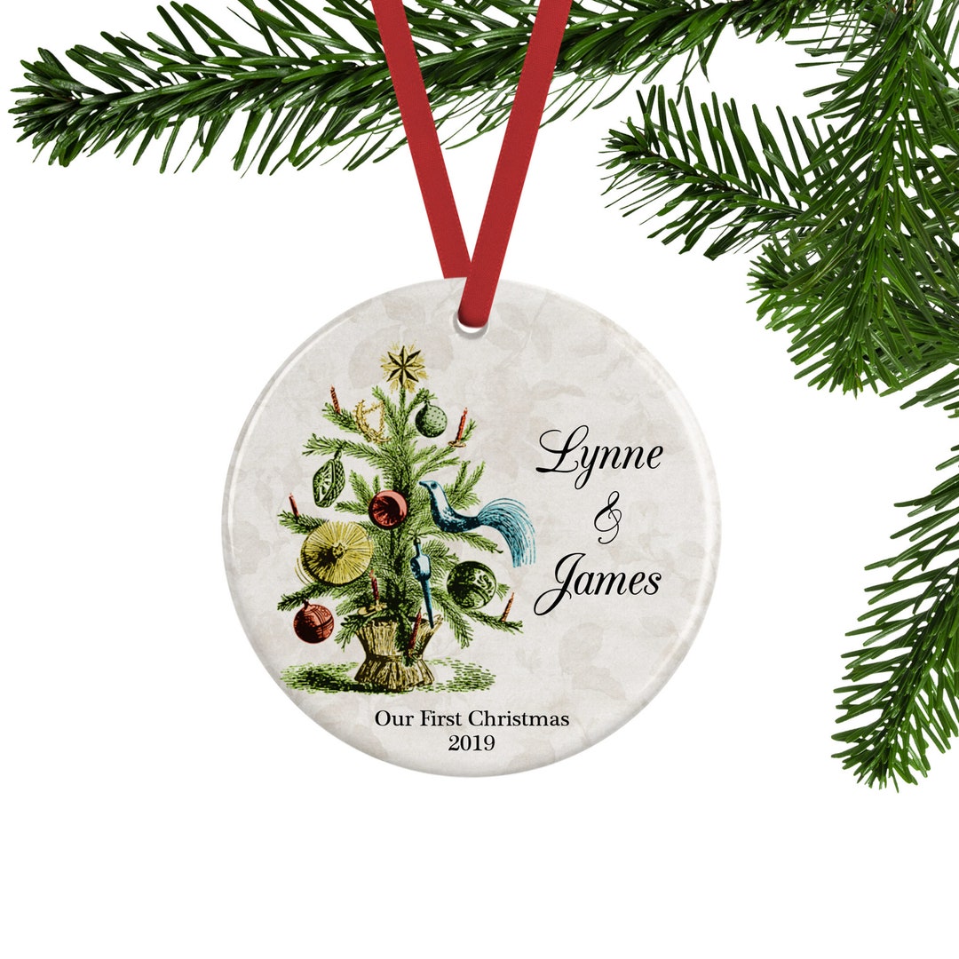 Vintage Style First Christmas Ornament, Personalized Gift for Couples ...