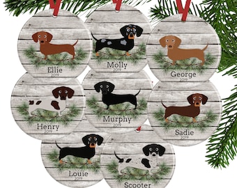 Short Haired Dachshund Ornament, Personalized Dog Christmas Ornaments