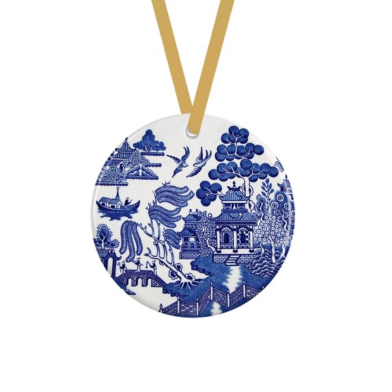Blue Willow Christmas Ornament Vintage Style Tree Decor Etsy