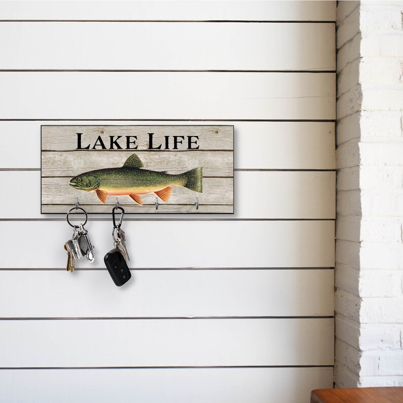 Wall Key Holder With Fish Lake House Wall Decor Housewarming Etsy