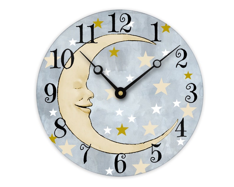 Man In The Moon Wall Clock Celestial Nursery Wall Decor Baby Etsy