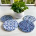 Blue Tile Stone Drink Coasters - Boho Coffee Table Decor - Boho Barware - Bohemian Housewarming Gift 