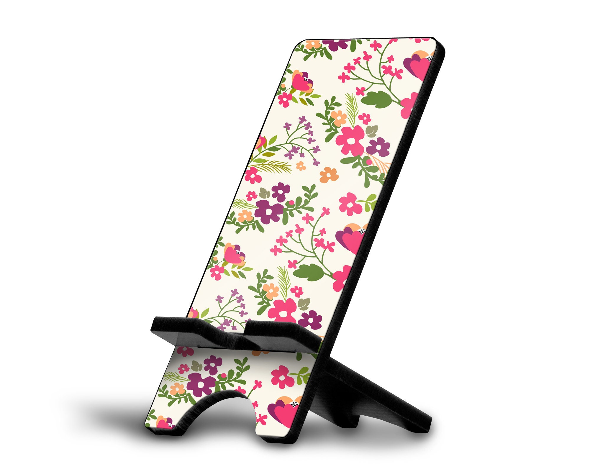 Modern Pink Floral Cell Phone Holder Cottage Chic Desk Decor Etsy