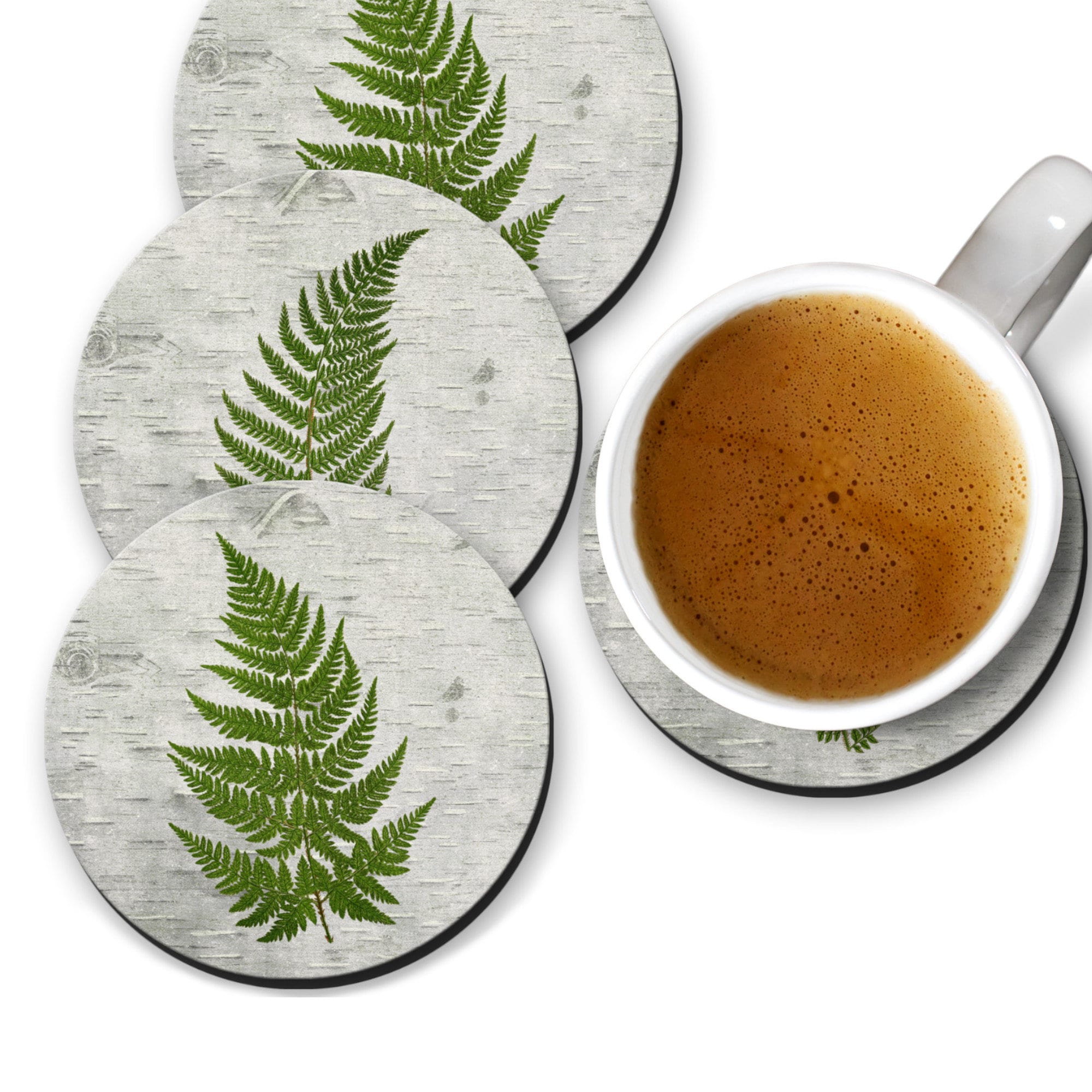 Botanical Coasters Fern Coaster Set Cottage Chic Drink Etsy