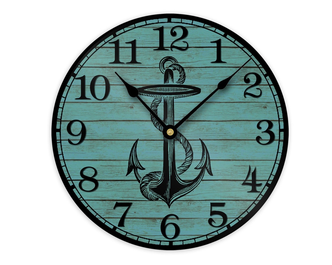 Anchor Wall Clock Nautical Coastal or Beach House Wall Etsy