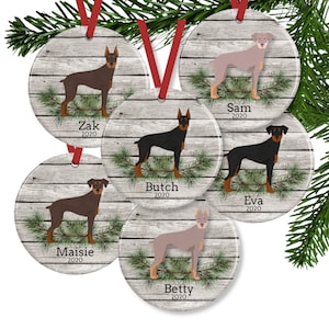 Doberman Christmas Ornament, Personalized Dog Memorial Gift