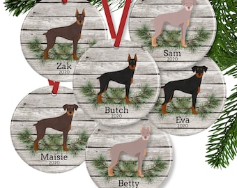 Doberman Christmas Ornament, Personalized Dog Memorial Gift