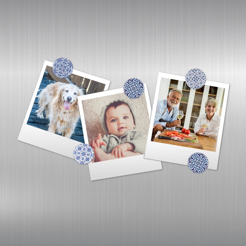 Blue Tile Print Refrigerator Magnets, Blue Kitchen Decor, Hostess Gifts image 6