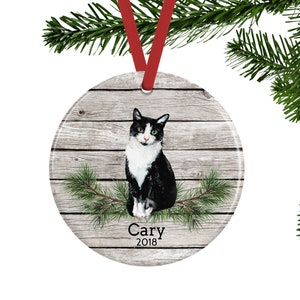 Black and White Tuxedo Cat Ornament, Personalized Pet Gifts