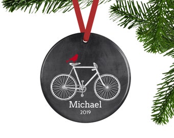 Personalized Bicycle Christmas Ornament, Cycling Gifts for Men