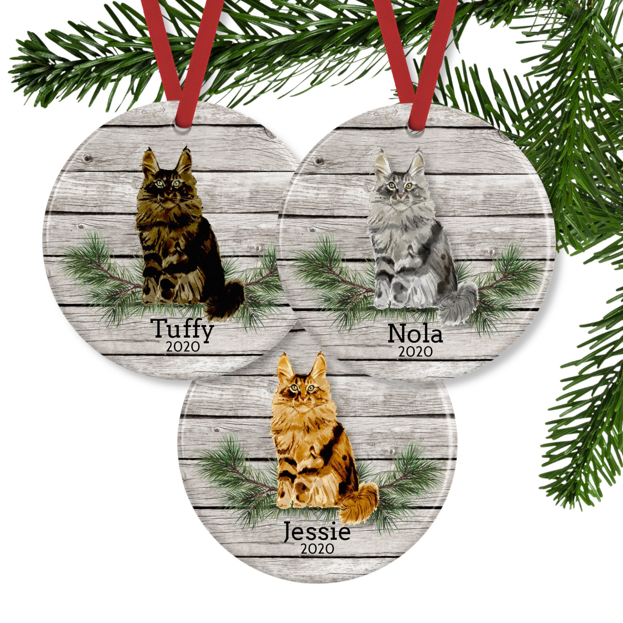 Maine Coon Cat Ornament Personalized Pet Memorial Gift Etsy