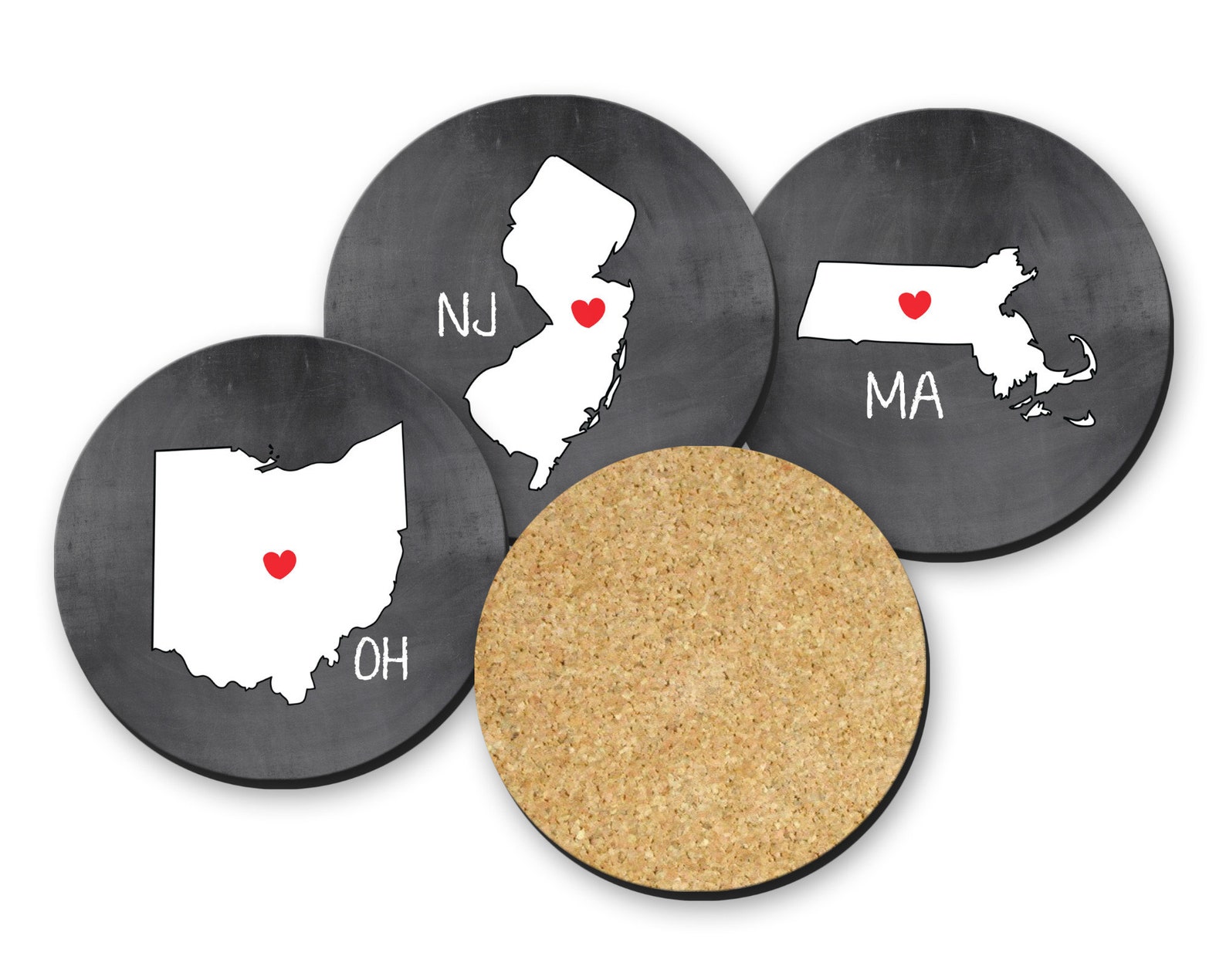 Personalized State Coasters Set Home Bar Decor Etsy