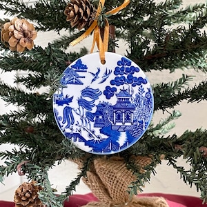 Blue Willow Christmas Ornament, Vintage Style Tree Decor