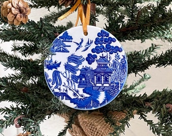 Blue Willow Christmas Ornament - Vintage Style Tree Decor