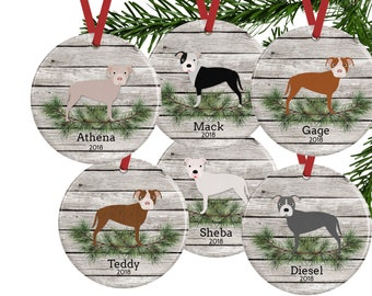 Personalzied Pitbull Ornament, Pittie Dog Lover Gifts