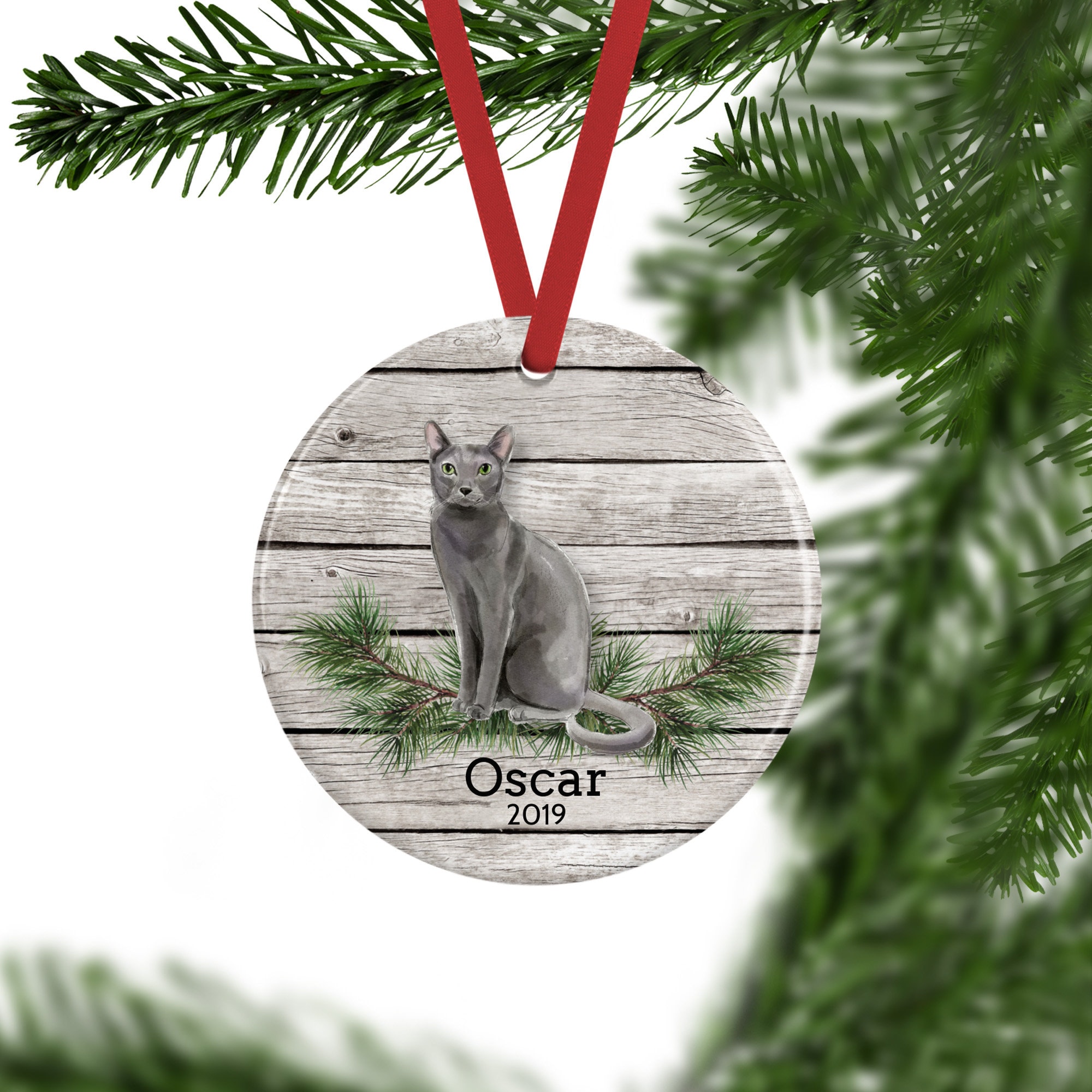 Russian Blue Cat Ornament Personalized Gray Cat Memorial Gift Etsy