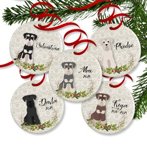 Miniature Schnauzer Ornament or Personalized Dog Memorial Gift