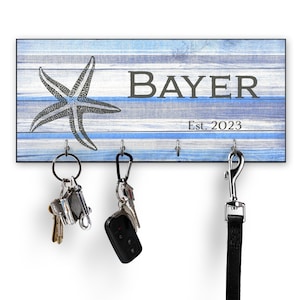 Beach House Key Holder for Wall Personalized Starfish Key Hanger Coastal Wall Decor Etsy