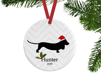 Dachshund Ornament, Personalized Dog Memorial, Doxie Lover Gift