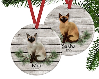 Siamese Cat Ornament, Personalized Pet Memorial Gifts