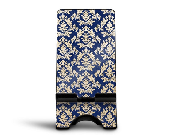 Blue Damask Cell Phone Holder Desk Accessories For Women Etsy