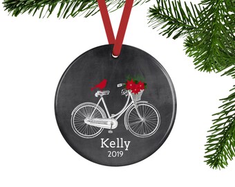 Bicycle Ornament, Personalized Christmas Ornament, Gift for Her